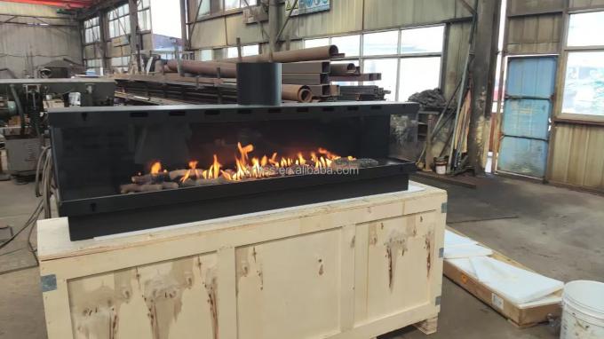 Kompor gas tiga sisi Eropa Hitam Mat Propana Gas Gas Alam Kompor Gas Karbon Baja 4