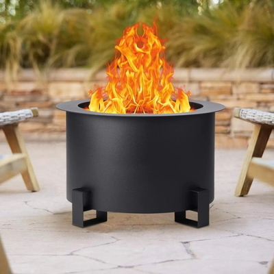 Carbon Steel Portable Camping Stove Round Wood Burning Smoke Free Fire Pit