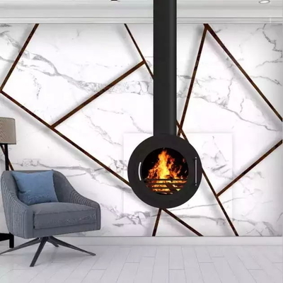 Villa Ceiling Mounted Stove Oval Sharp Wood Burning Steel Hanging Fireplaces