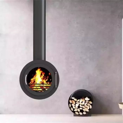 Villa Ceiling Mounted Stove Oval Sharp Wood Burning Steel Hanging Fireplaces