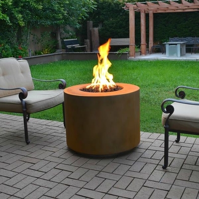 30 Inch Outdoor Heater Round Hidden Tank Corten Metal Gas Fire Pit Table