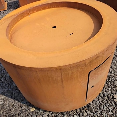 30 Inch Outdoor Heater Round Hidden Tank Corten Metal Gas Fire Pit Table