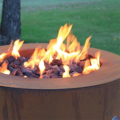 30 Inch Outdoor Heater Round Hidden Tank Corten Metal Gas Fire Pit Table