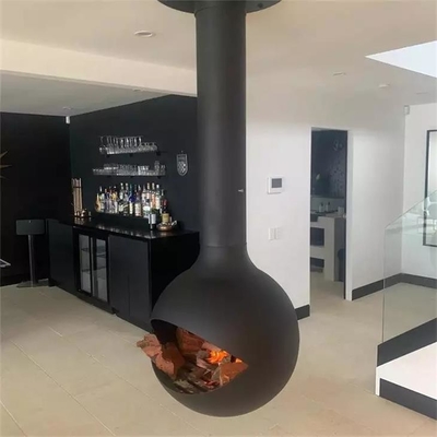 Contemporary Indoor Heaters Orb Rotating Suspended Wood Burning Fireplace