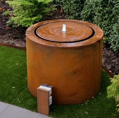 Garden Metal Ornaments Fountain Corten Steel Round Water Table Feature