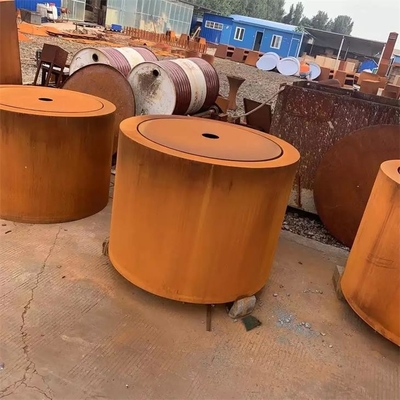 Garden Metal Ornaments Fountain Corten Steel Round Water Table Feature