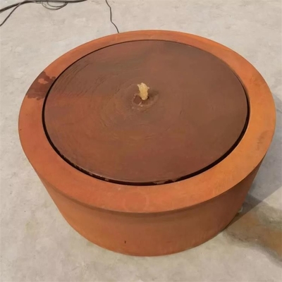 Garden Metal Ornaments Fountain Corten Steel Round Water Table Feature