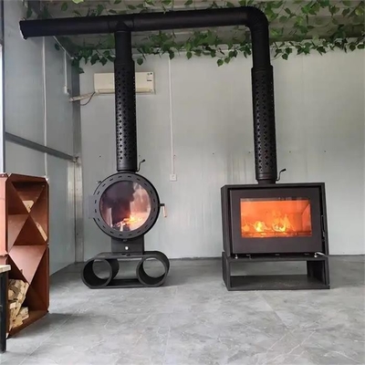 Modern Style Wall Mounted Wood Burning Fireplace Stove With Glass Door