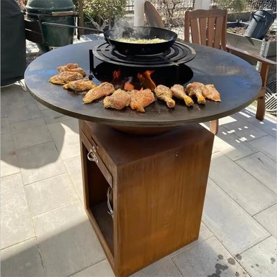 Home Camping Corten Steel Wood Burning Metal Outdoor Bbq Table Fire Pit