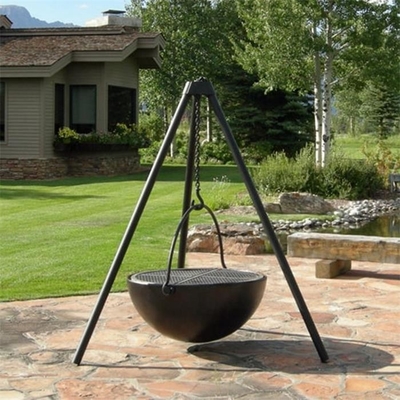 Outdoor Camping Cooking Corten Steel Fire Pit Cauldron With Tripod Stand