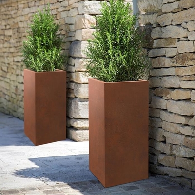 Anti Corrosion Classic Tall Cube Design Tower Corten Steel Column Planter