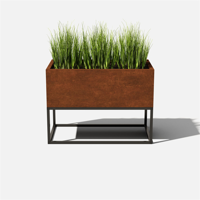 Outdoor Solid Metallic Rectangle Corten Steel Raised Garden Bed Planter And Stand
