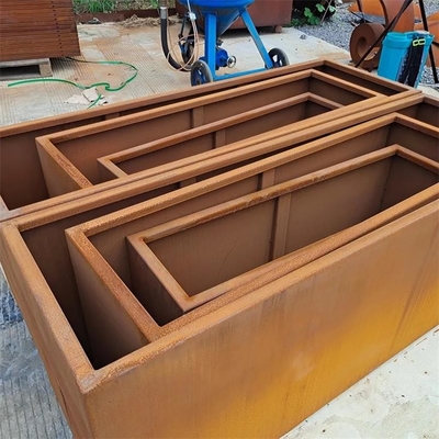 Outdoor Large Corten Rectangular Planters Box Garden Metal Flower Pots