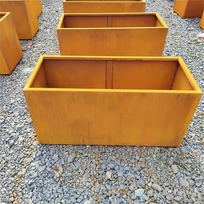Outdoor Large Corten Rectangular Planters Box Garden Metal Flower Pots