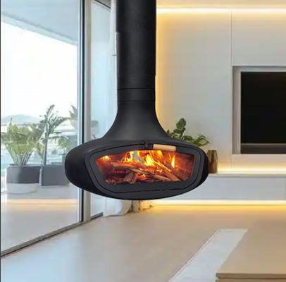 Morden Wall Mounted Wood Burning Fireplace Indoor Central Hanging Round Stove
