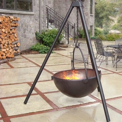 Outdoor Camping Cooking Corten Steel Fire Pit Cauldron With Tripod Stand