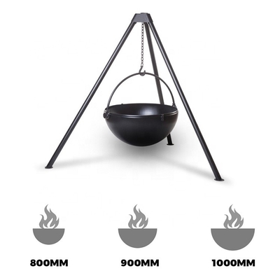 Outdoor Camping Cooking Corten Steel Fire Pit Cauldron With Tripod Stand