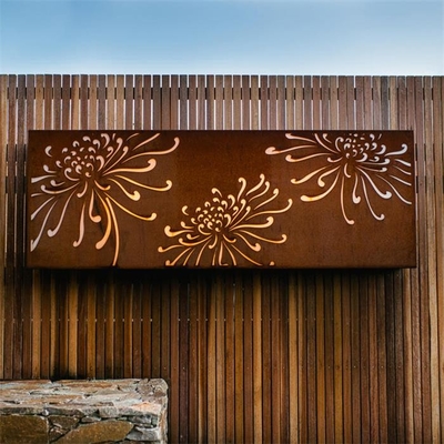 Laser Cut Outdoor Waratah Decorative Screen Corten Steel Light Feature Panel